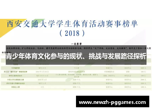 青少年体育文化参与的现状、挑战与发展路径探析 青少年体育文化参与的现状、挑战与发展路径探析